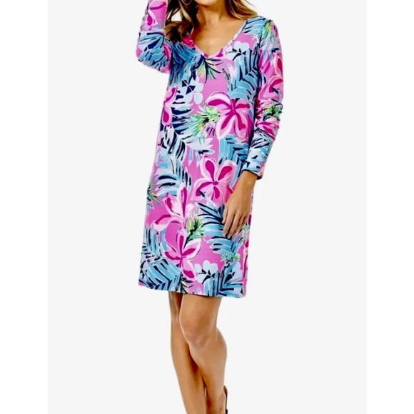 Lilly Pulitzer NWT Kaisley Dual Neck Dress Pretty In Pink Size L,XL,XXL - Picture 2 of 13